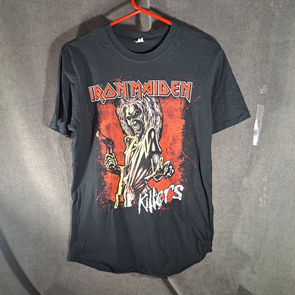 Iron Maiden Killers Blood Splatter Background Black Graphic Band Tee VG M